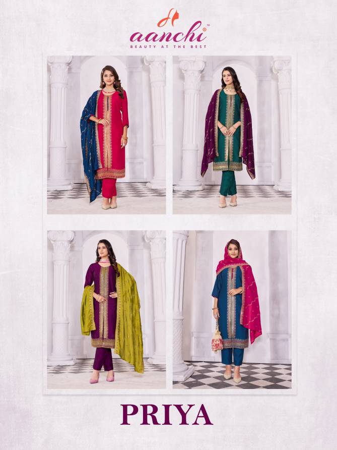 Priya By Aanchi Vichitra Embroidery Readymade Suits Wholesale Online